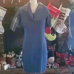 Cowl neck sweater dress